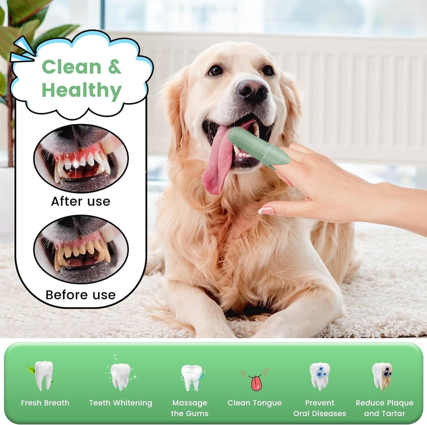 Dog Toothbrushes - Orange and Blue - 2 unit
