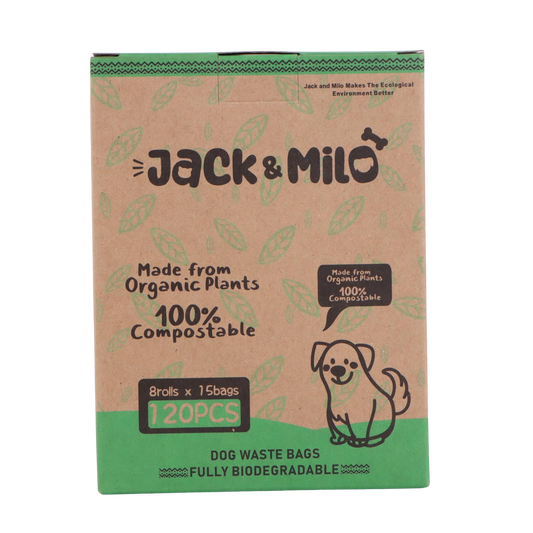 Dog Waste Bags Environmentally Friendly - Reusable Bag Container - Leak Proof Dog Poop Bag - Extra Thick and Sturdy - 8 Bags x 15 Rolls