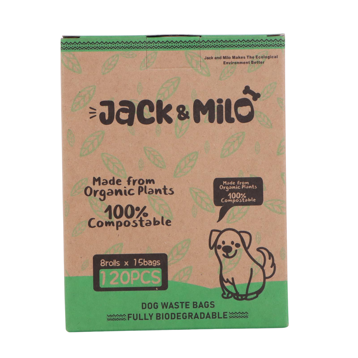 Dog Waste Bags Environmentally Friendly - Reusable Bag Container - Leak Proof Dog Poop Bag - Extra Thick and Sturdy - 8 Bags x 15 Rolls