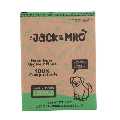 Dog Waste Bags Environmentally Friendly - Reusable Bag Container - Leak Proof Dog Poop Bag - Extra Thick and Sturdy - 8 Bags x 15 Rolls